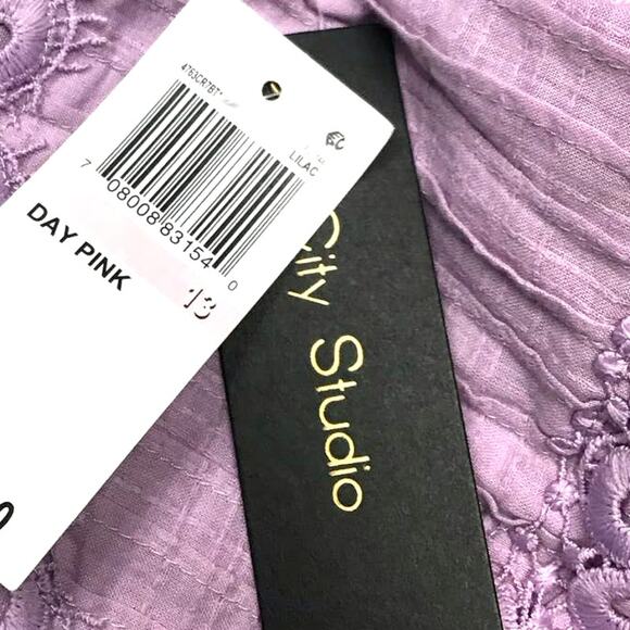 CITY STUDIO Sz 13 L Juniors Purple Embroidered Sleeveless Mini Dress NWT B147 - Picture 4 of 9